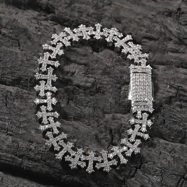 zircon azorite crucifix bracelet -2