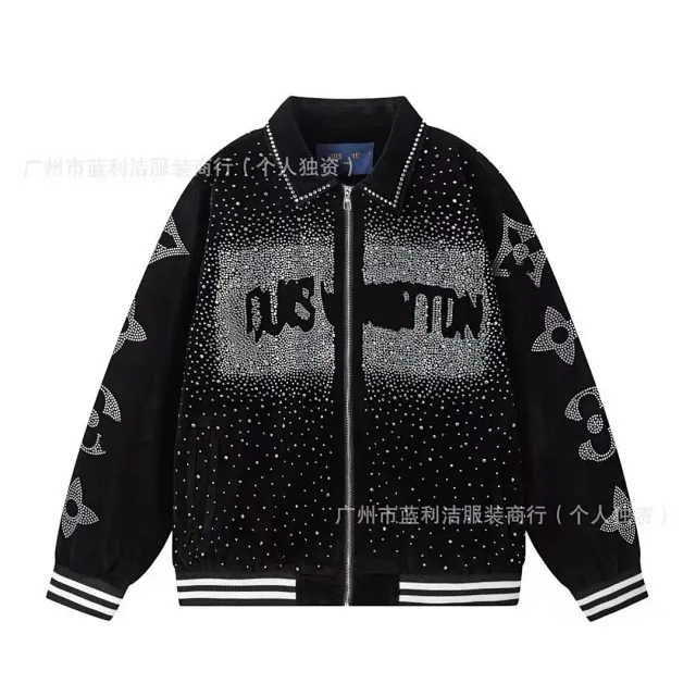 Lv DG Balenciaga Gucci rhinestone baseball jacket -4