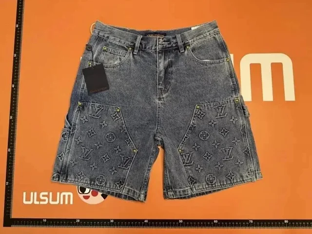 LV Jeans Shorts jorts Jacket set -4